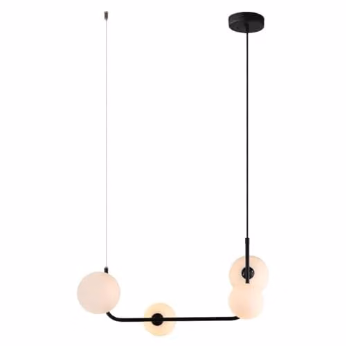 Netlighting Modern Dimmable Hanging Pendant Light in Black with White Glass Shades, 4 x G9 – 1