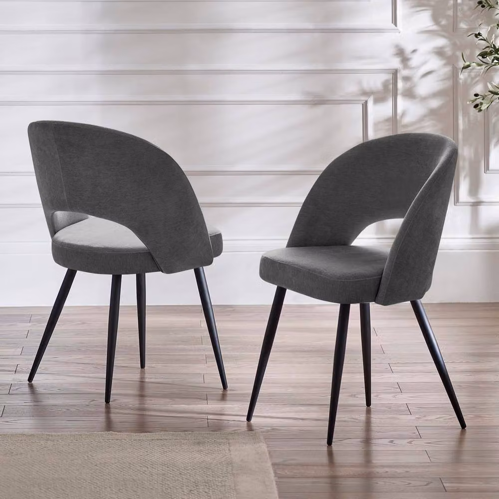 Cheshire Elowen Elegant Onyx Dining Chairs, Set of 2, Dark Grey Fabric – 3