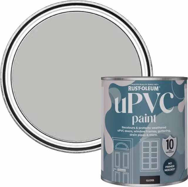 Rust-Oleum Gloss Finish UPVC Paint in Grey, 0.75 l