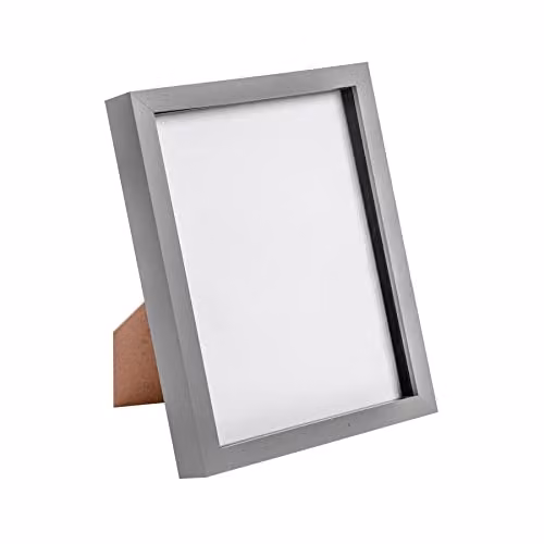 Nicola Spring Modern Rectangular 3D Shadow Box Photo Frame, Grey, W/D/H: 27.5 x 22.5 x 3.5 cm