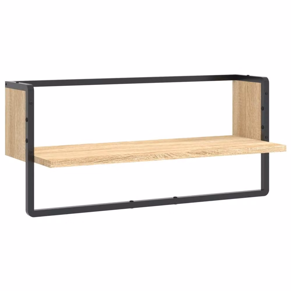 Berkfield Home Wall Shelf with Bar in Sonoma Oak Brown, W: 65 cm, D: 25 cm, H: 30 cm – 2