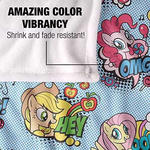Hasbro My Little Pony Pop Art Pattern Super Soft Microfibre Throw Blanket, Multicolour and White, W: 152 cm, D: 127 cm – 3