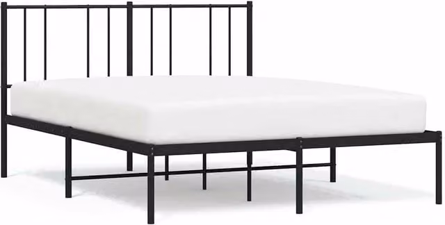 Berkfield Home Metal Bed Frame with Headboard in Black, W/D/H: 120 x 200 cm