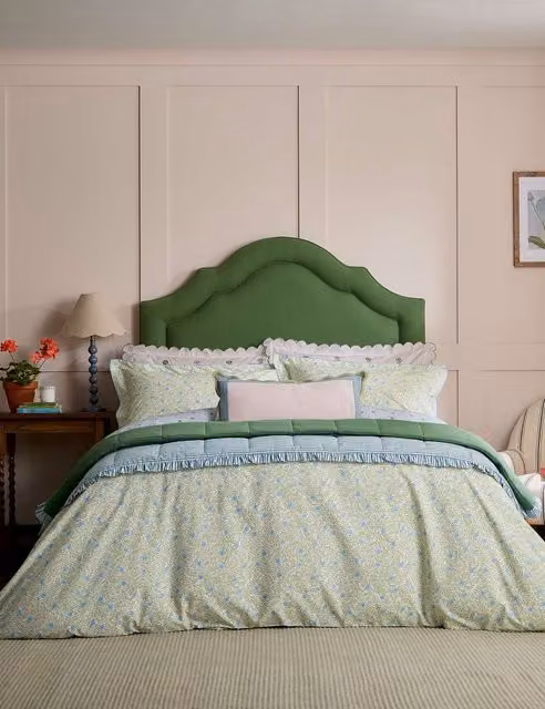 Joules Reversible Green Floral Pure Cotton Duvet Cover and Pillowcase Set, W/D/H: 200 x 180 cm