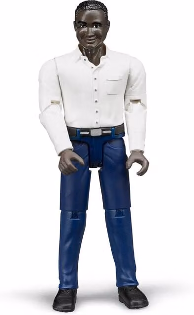 Bruder bworld Man with Dark Skin and Dark Blue Jeans Playset Model, Blue and White