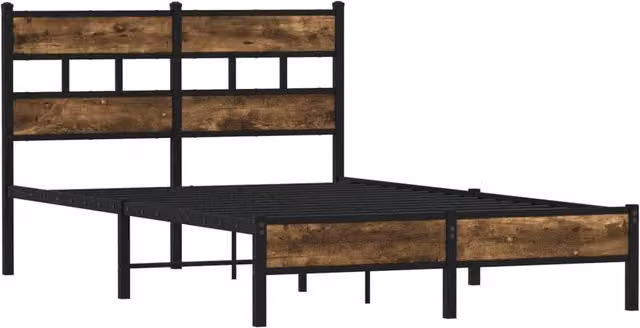 Berkfield Home Elegant Bed Frame with Headboard in Sonoma Oak and Brown, Small Double, W/D/H: 120 x 200 x 91.5 cm
