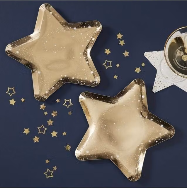 KDMD Gold Star Shaped Paper Side Plates