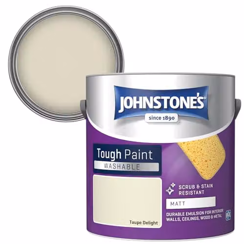 Johnstone's Washable Matt Wall and Ceiling Paint in Taupe Delight, 2.5L – 2