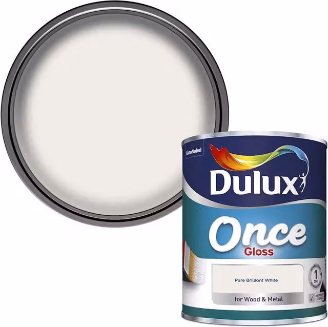 Dulux Once Opaque Gloss Paint in White, 0.75 l