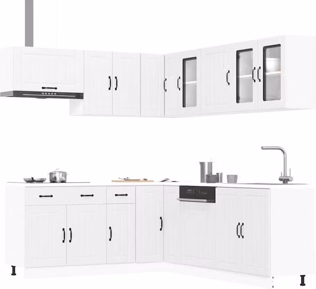 Berkfield Home Lucca 11 Piece Modern White Kitchen Cabinet Set in Matt Engineered Wood