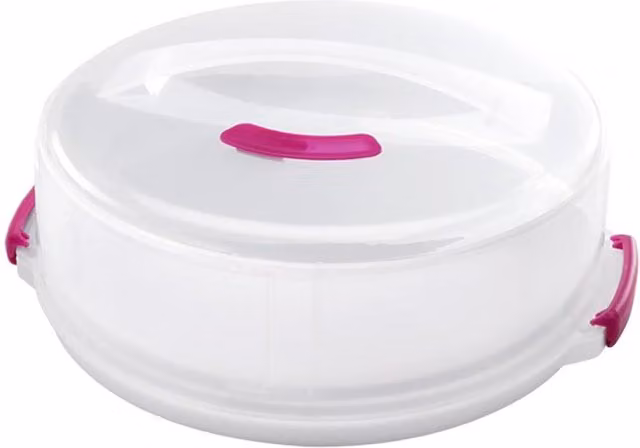Metaltex Adjustable Cake Carrier with Snap Lid, 2.5 l, White and Pink
