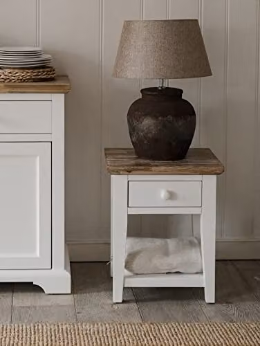 Statement Furniture Florence White Wooden Sofa Table with Drawer and Shelf, W/D/H: 40 x 45 x 55 cm – 2