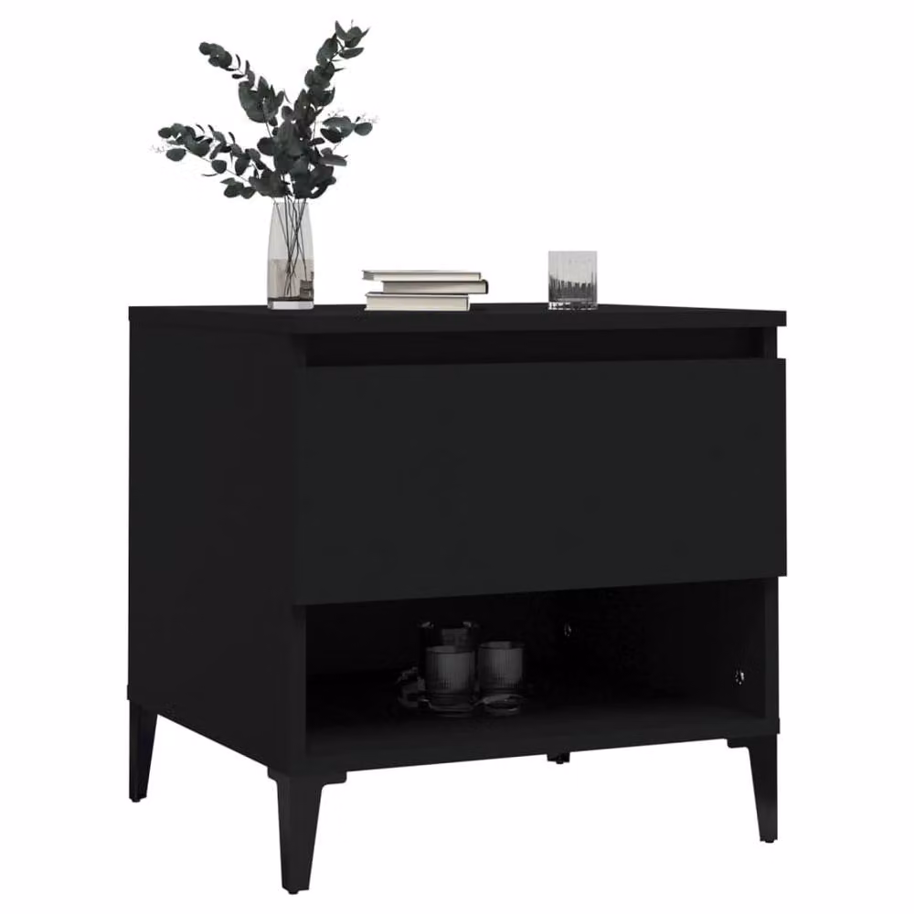 Berkfield Home Set of 2 Black Modern Side Tables in Engineered Wood, W/D/H: 50 x 46 x 50 cm – 3