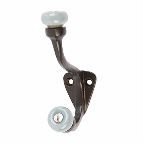 Hammer and Tongs Grey and Black Ceramic Ball Hat and Coat Hook, Wall Mounted, W: 3 cm, H: 10.5 cm