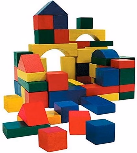 UMKYTOYS 70pcs Multicolour Wooden Stacking Building Blocks for Creative Play
