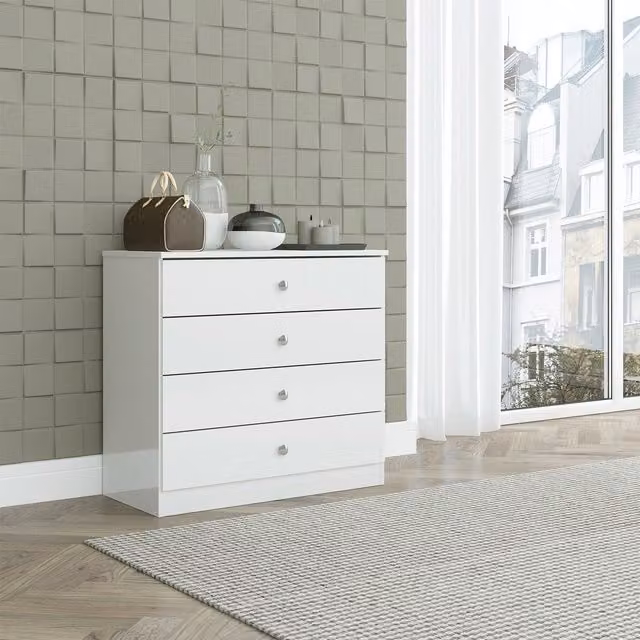 Seconique Denver 4 Drawer Chest in White High Gloss