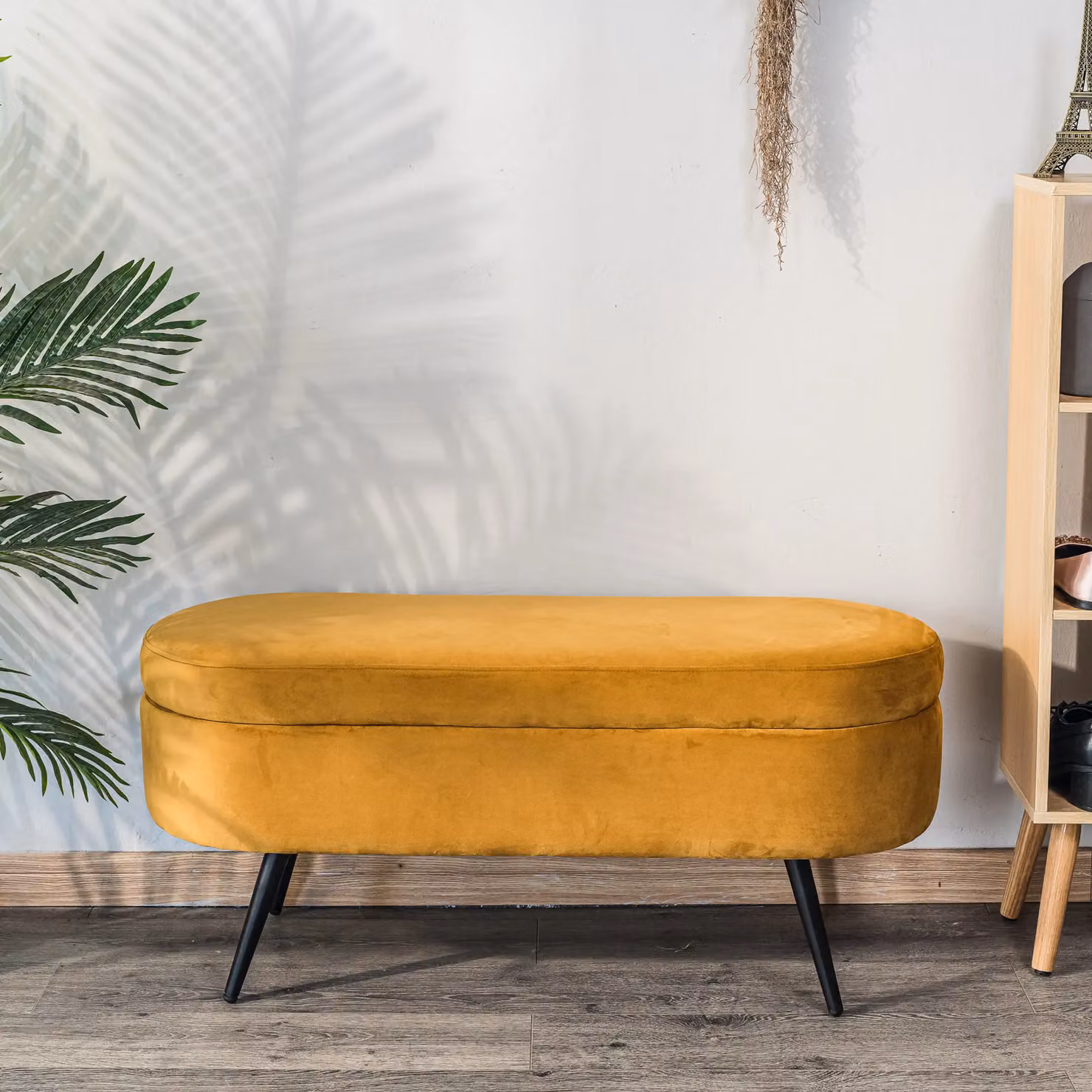 Nordlys Scandinavian Design Storage Bench with Metal Legs in Yellow – 2