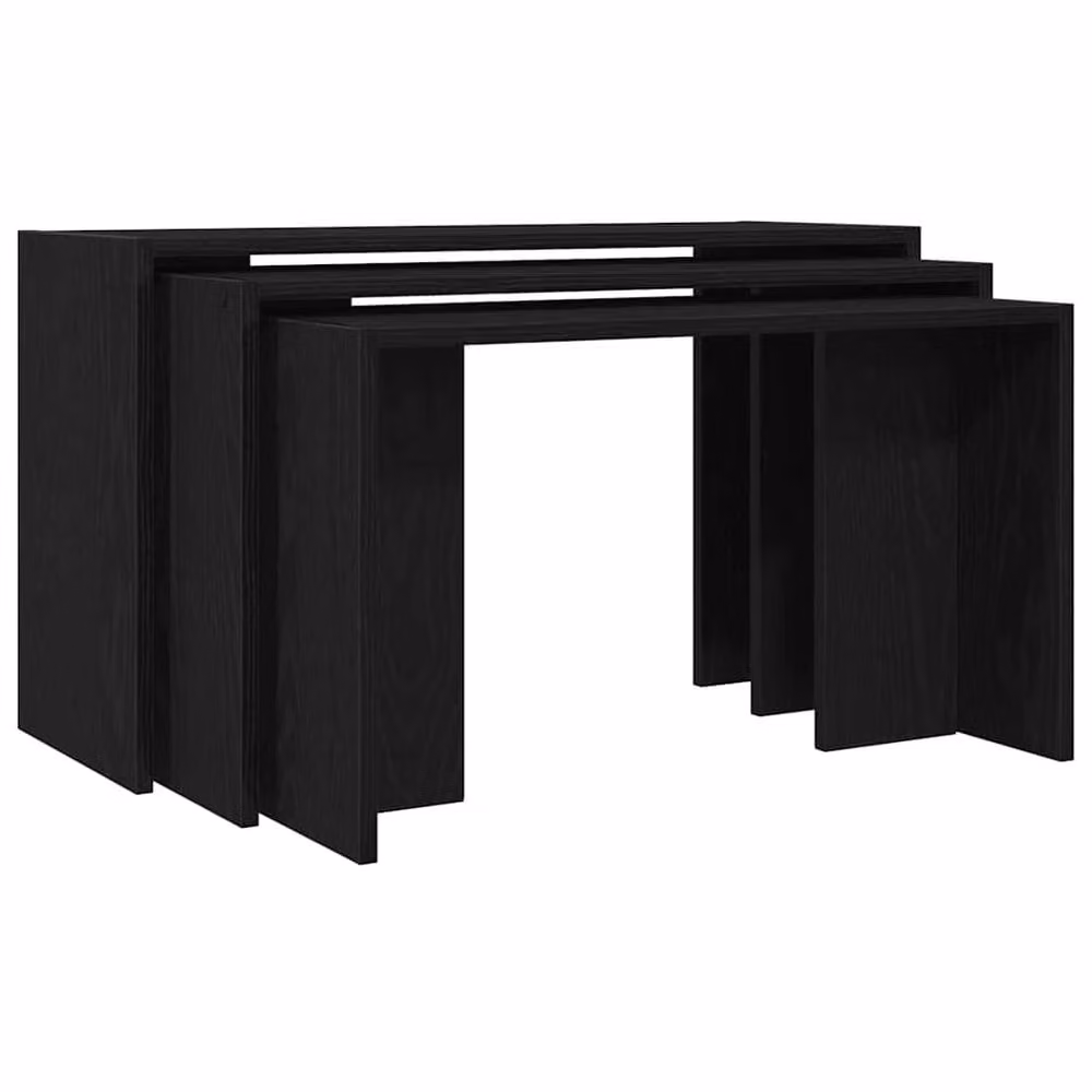 Berkfield Home Nesting Tables, 3 Piece Set in Black Engineered Wood – 2