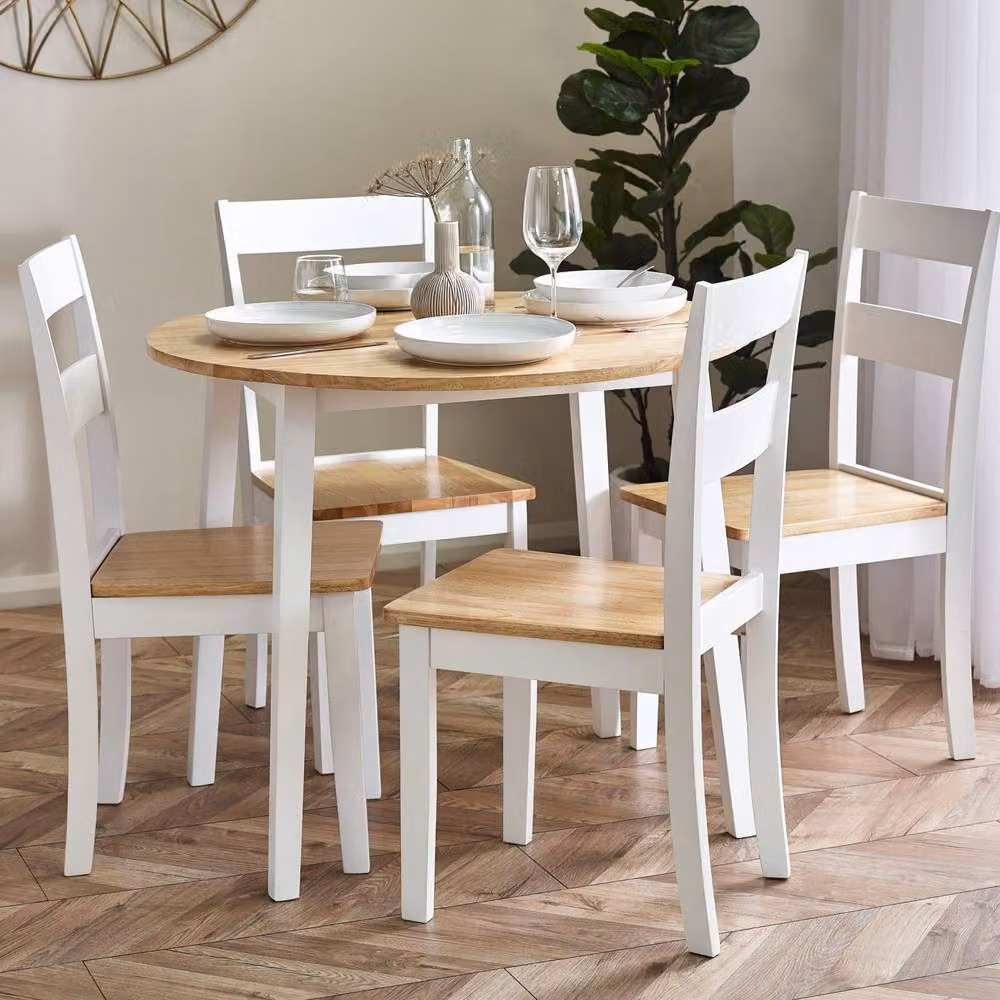 Cheshire Westbury Elegant White and Natural Wood Dining Chairs - Set of 2 – 3