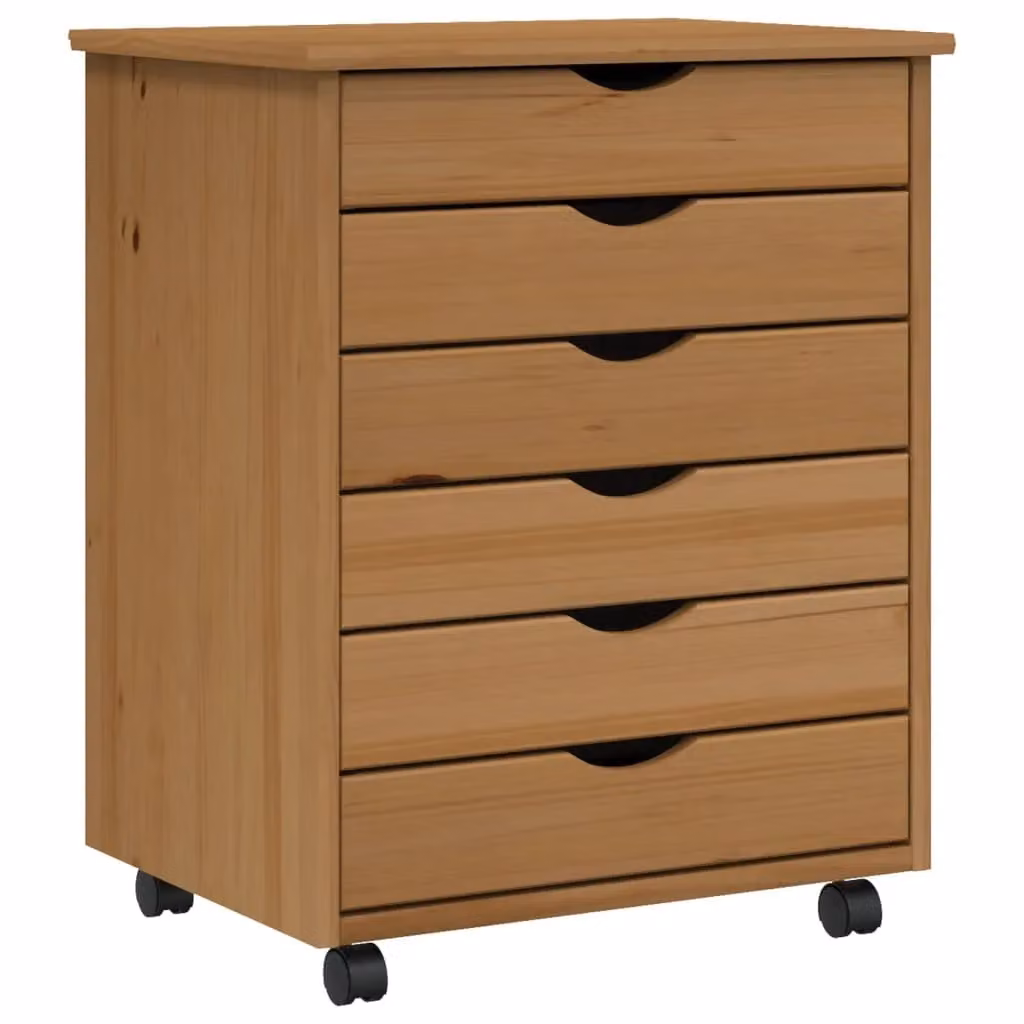 Berkfield Home Moss Rolling Cabinet with Drawers in Honey Brown Solid Pine Wood – 2