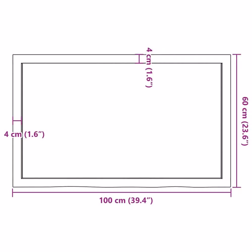 Berkfield Home Table Top Dark Brown Treated Solid Oak Wood in Dark Grey W/D/H: 100 x 60 x (2-6) cm – 6