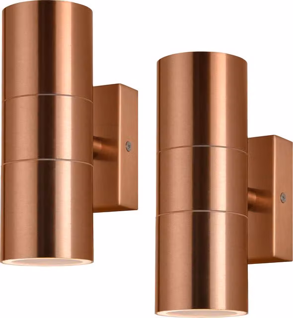 Litecraft Kenn Up and Down Outdoor Wall Lights, 2 Pack, Copper