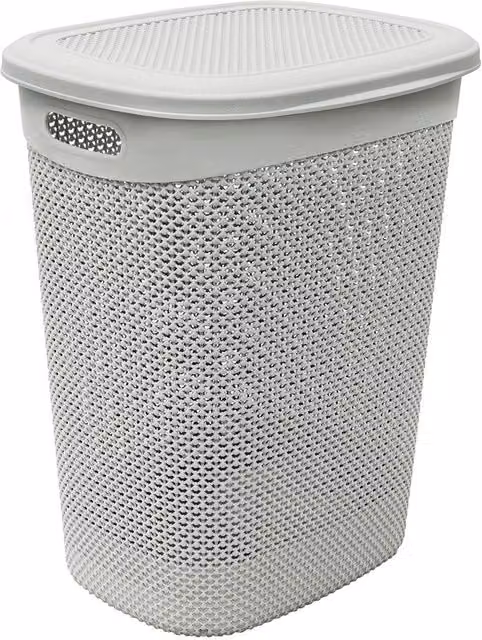 JVL Droplette 52L Plastic Laundry Basket with Handles in Silver and Grey – 1