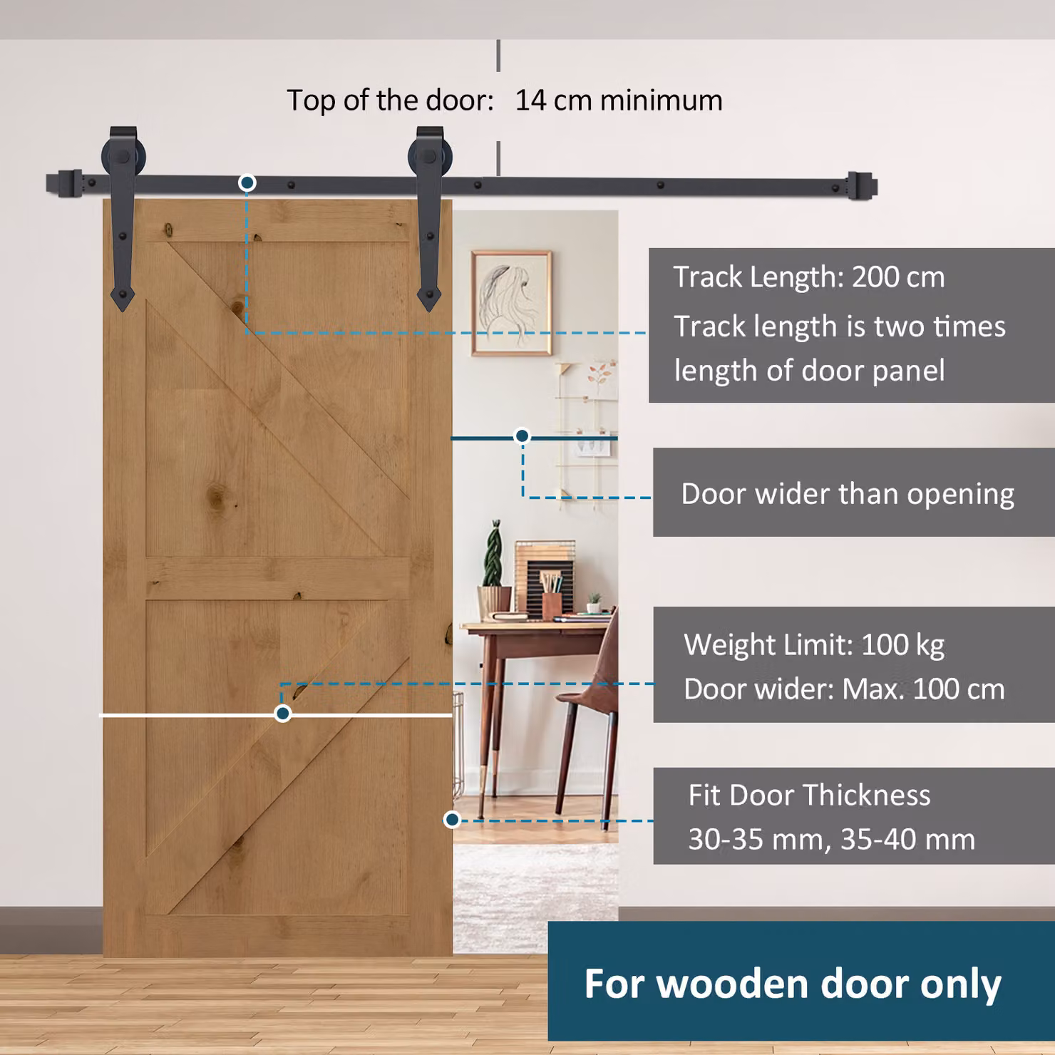 HOMCOM Carbon Steel Sliding Barn Door Hardware Kit in Matt Grey and Brown – 4