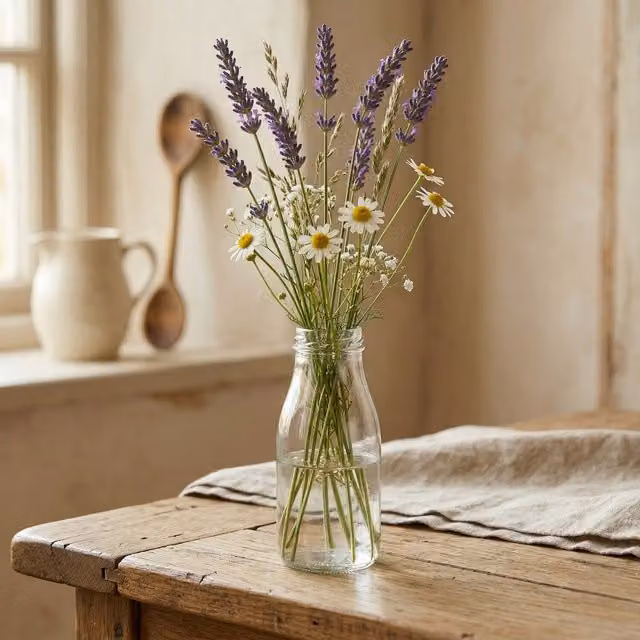 Kingsbury Gifts Clear Glass Milk Bottle Stem Vase for Tabletop Display