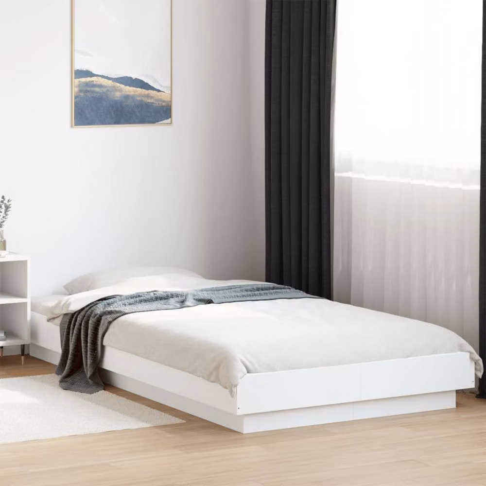 Berkfield Home Durable Bed Frame with LED Under-Bed Lighting in White, W/D/H: 75 x 190 cm – 2