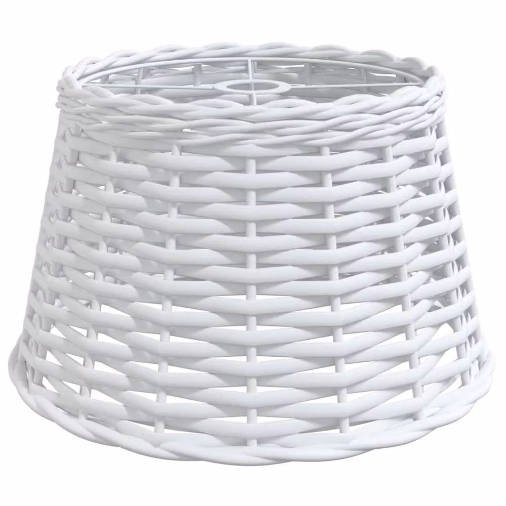 Berkfield Home Charming Round Wicker Ceiling Lamp Shade in White, W: 38 cm, H: 23 cm – 2
