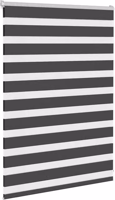 Berkfield Home Elegant Zebra Blind in Black, W: 110 cm, H: 100 cm, Polyester Fabric