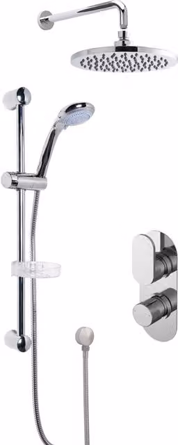 Balterley Concealed Round Twin Valve Multi Function Slide Rail Kit with Arm and Head in Silver