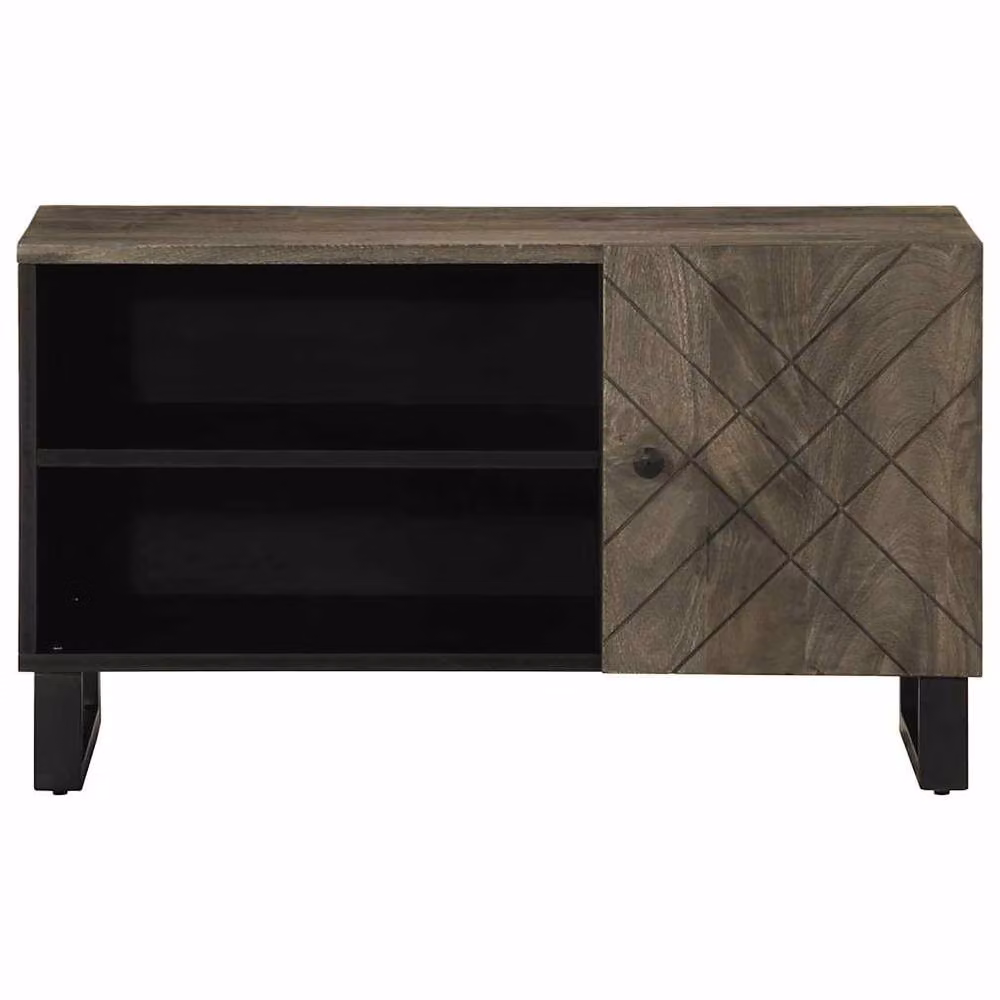 Berkfield Home Black Mango Wood TV Cabinet W/D/H: 80 x 33 x 46 cm – 2