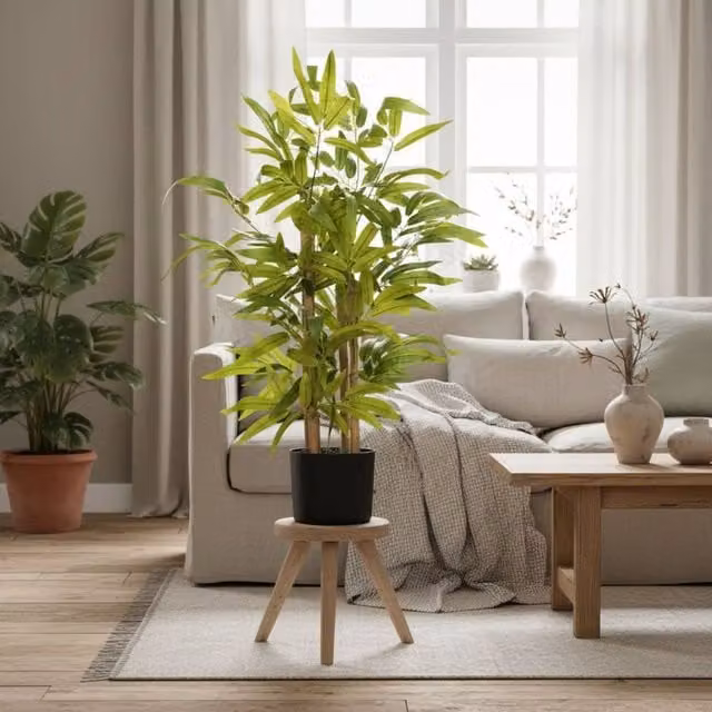 Wyld Haus Fike Compact Artificial Bamboo Desk Tree in Green, Height: 60 cm