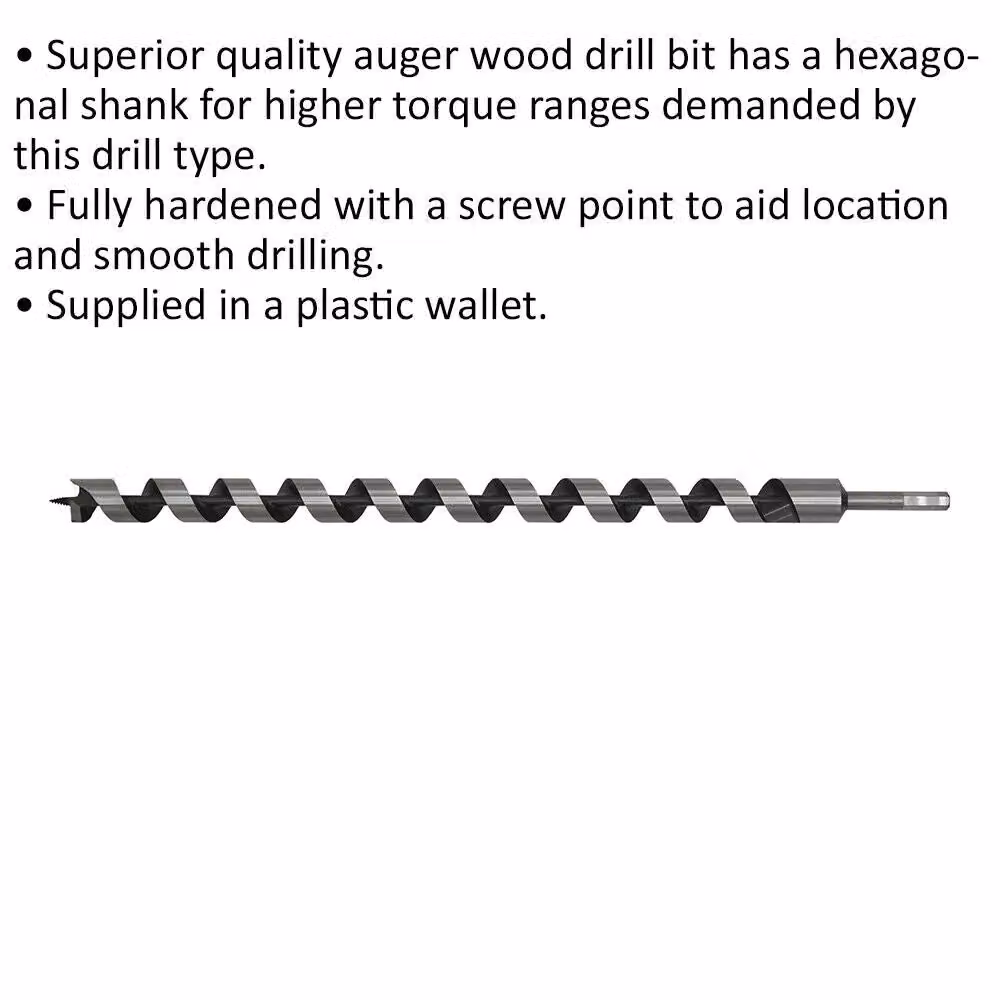 Loops Silver Hardened Auger Wood Drill Bit with Hexagonal Shank, Diameter: 28 mm, Length: 600 mm – 2