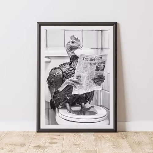 60 Second Makeover Turkey On The Toilet Animal Print Paper Poster, A3