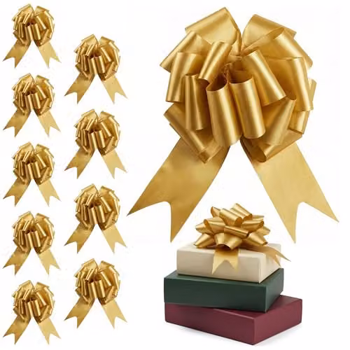 Shatchi 20pcs Gold Pull Bows for Gift Wrapping and Decorations, 3cm – 1