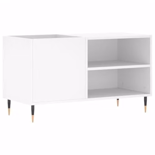 vidaXL Classic Record Cabinet in White, Engineered Wood and Metal, W: 85 cm, D: 38 cm, H: 48 cm