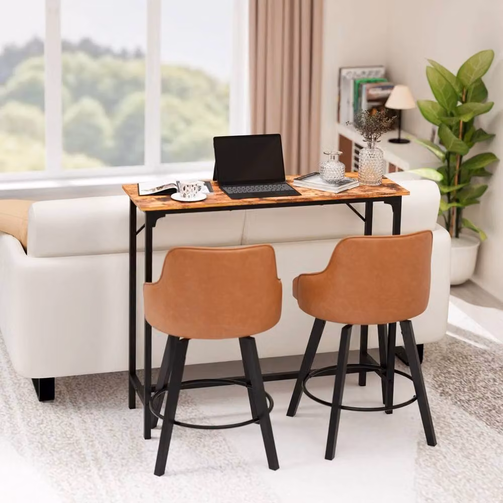 NESTLUNE Industrial Kitchen Bar Table and Breakfast Dining Table in Brown and Black, W: 100 cm, D: 39 cm, H: 15 cm – 5
