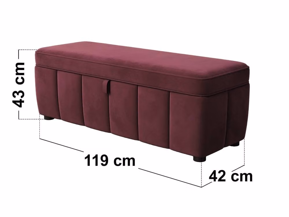 Solace+Co Emilie Upholstered Blanket Box in Burgundy Red, W/D/H: 119.0 x 43.0 x [Not Specified] cm – 4