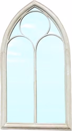 Agenzia 14 Antique Beige Arched Metal Frame Window Garden Wall Mirror W/H: 112 x 61 cm – 5