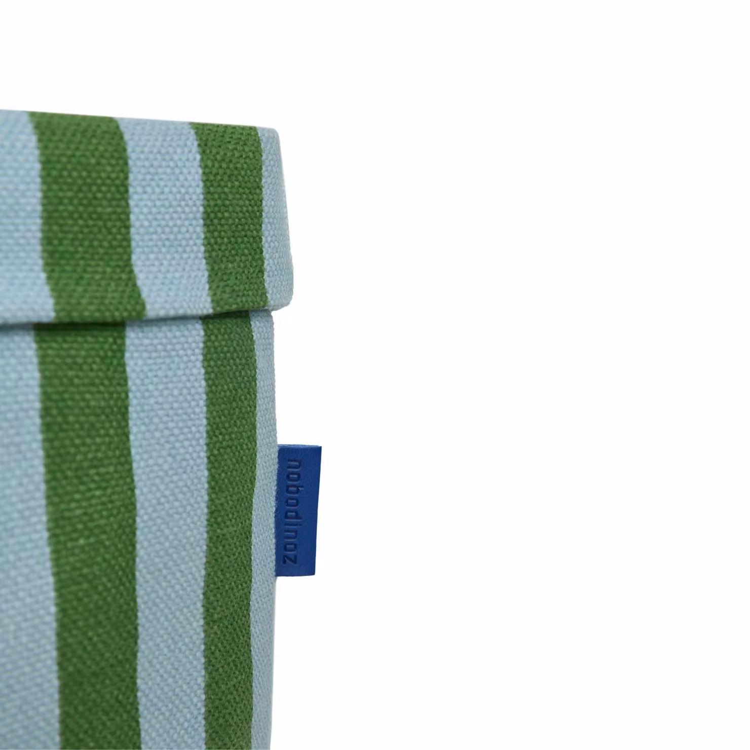 Nobodinoz Vibes Large Fabric Storage Basket with Handles in Green and Blue Stripes, W/D/H: 36 x 47 x 36 cm – 2