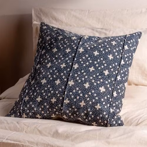 Riva Home Organic Woven Square Cotton Cushion with Removable Cover, Blue, W/D/H: 50 x 50 x 50 cm – 4