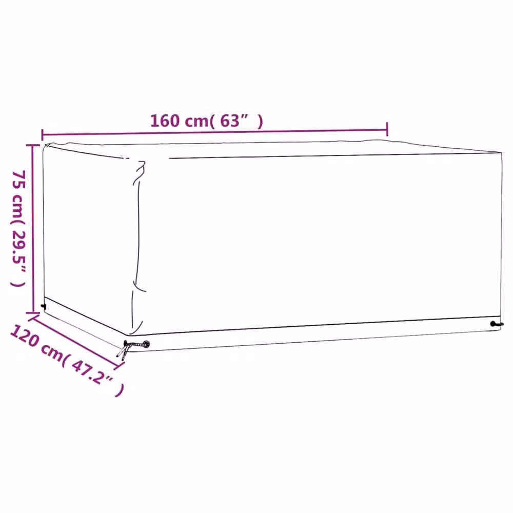 Berkfield Home Rectangular Water Repellent Garden Furniture Cover in Black, W/D/H: 160 x 120 x 75 cm – 4