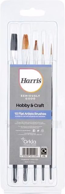 Harris Seriously Good Flat Artist Paint Brushes, 10 Pack in Black and Silver – 1