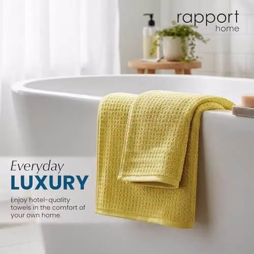 Rapport Home Six Piece Waffle Pique Cotton Towel Set in Jive Green, 480gsm – 2