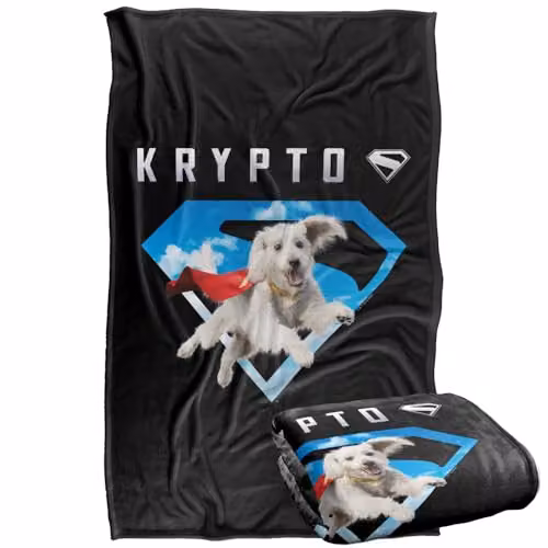 Warner Bros. Superman 2025 Krypto Sky Shield Super Soft Fleece Throw Blanket, Multicolour, W: 91 cm, D: 147 cm – 1