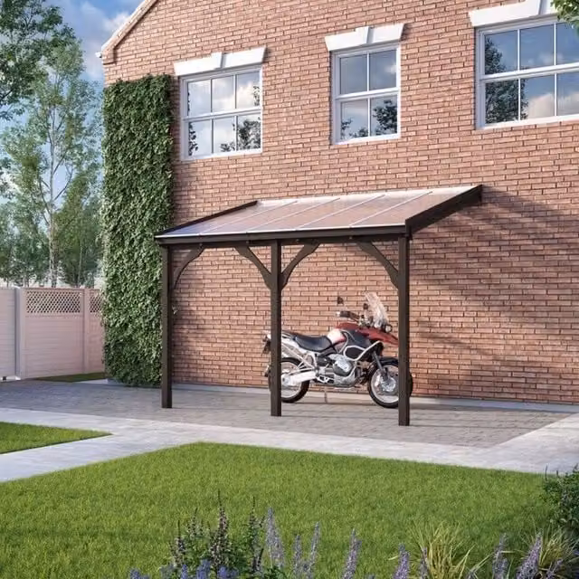 Rutland County Garden Furniture Ltd Wood Pent Carport with Polycarbonate Roof, Brown and Light Green, W: 506 cm, D: 270 cm, H: 200 cm