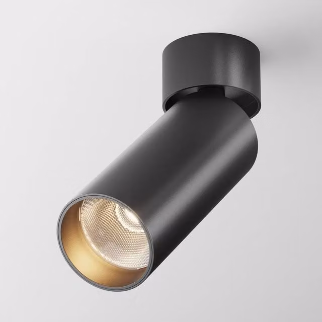 Maytoni FOCUS LED Adjustable Surface Mounted Downlight, Black, 3000K Warm White